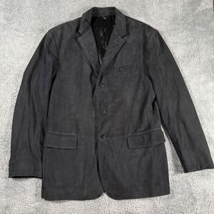 Ermenegildo Zegna Black Suede Leather Blazer Mens 46 Made in Italy Sport Coat